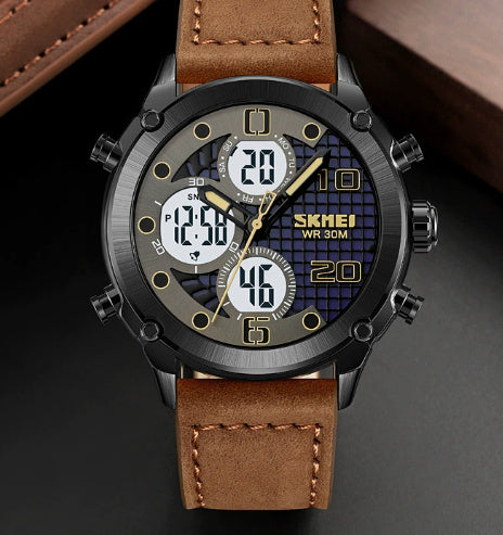 SKMEI digital-analog watch with black background