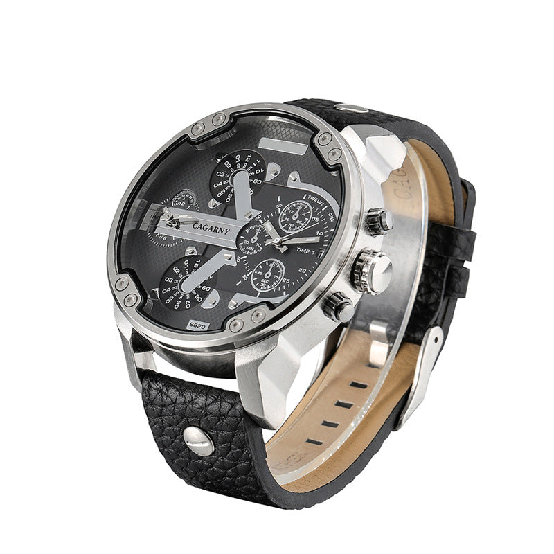 Dual-time zone watch with black background