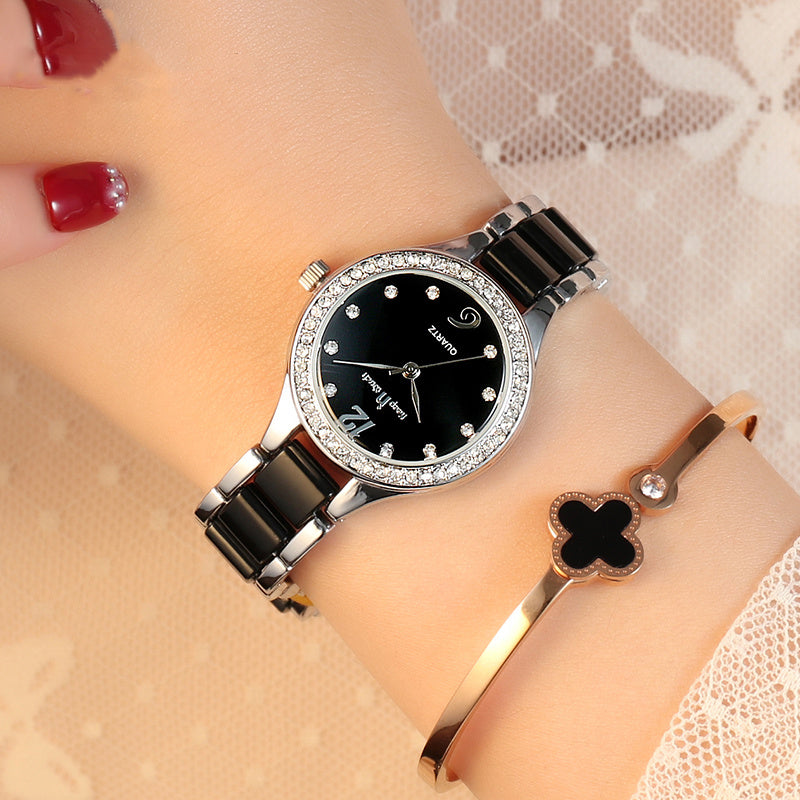 Black Silver Ceramic watch-3d close-up Black Baground