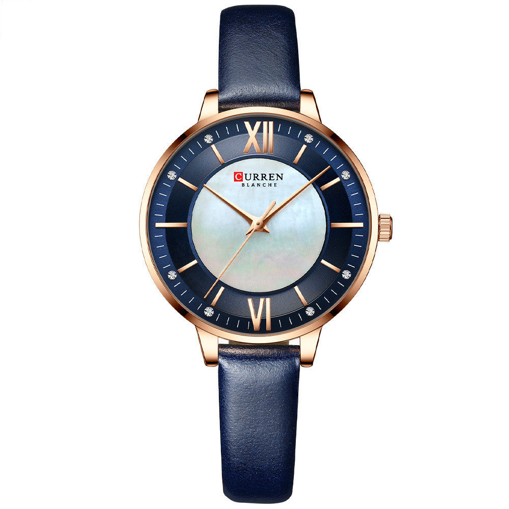 Women's Watch Blue - Clean Black Background
