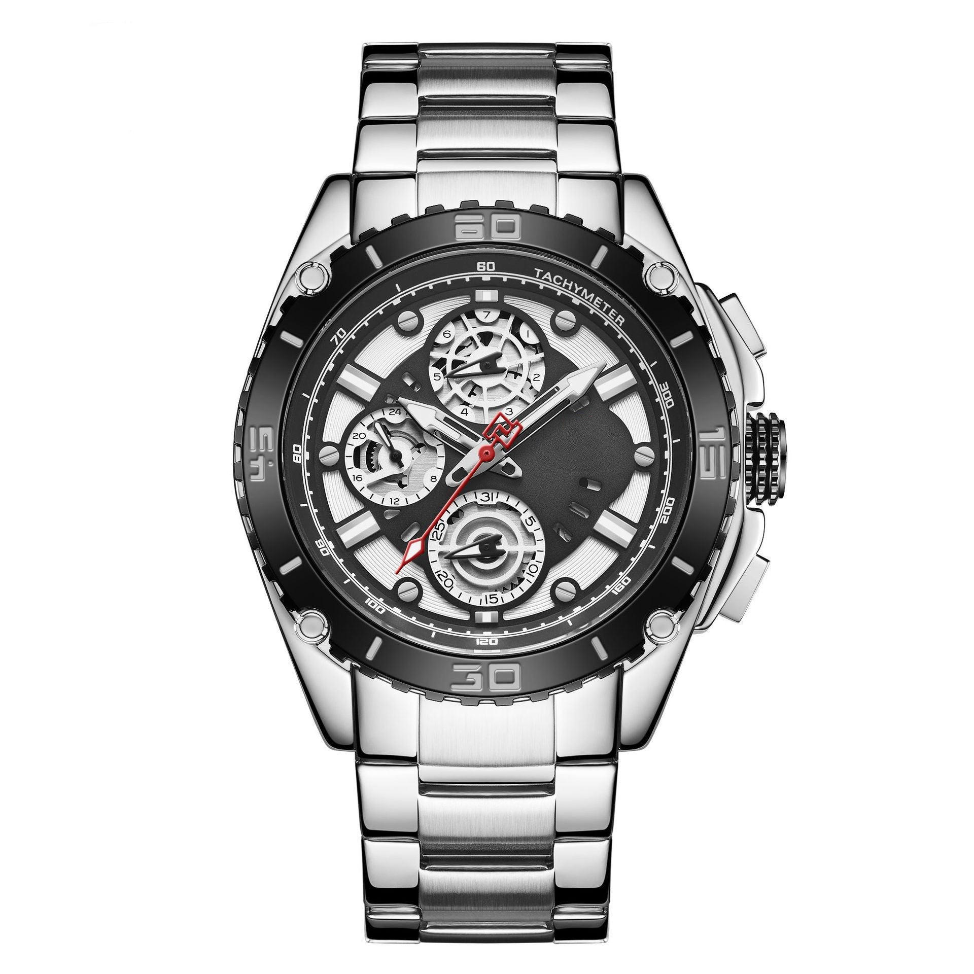 Luxury chronograph watch with siilver background