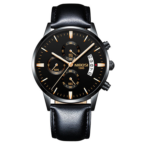 NIBOSI Gold Watch Black Dial - 3D Black Background NIBOSI Gold Watch Black Dial - 3D Black Background