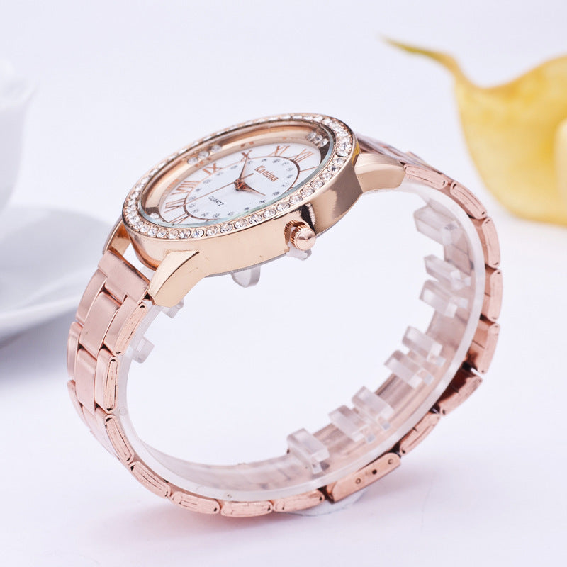 Kanima Rose Gold Crystal Watch - 3D Close-up GoldenBackground