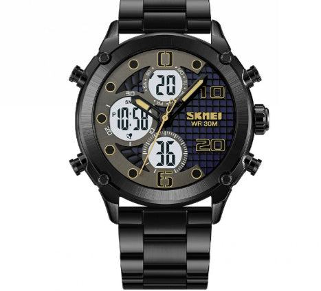 SKMEI digital-analog watch with black background