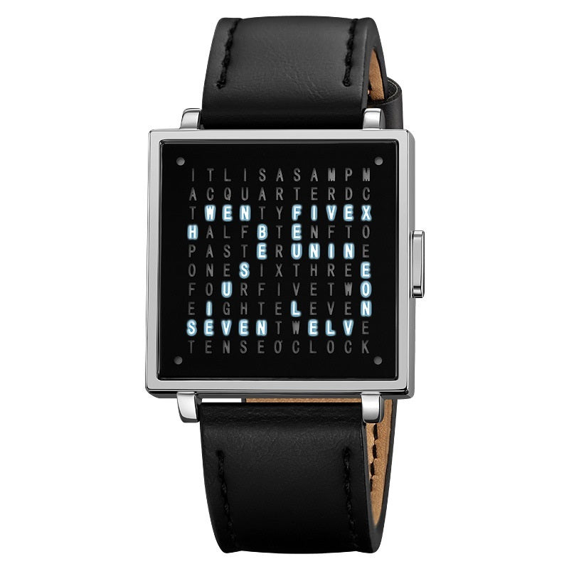 Gold Word Clock Watch - Clean Black Background