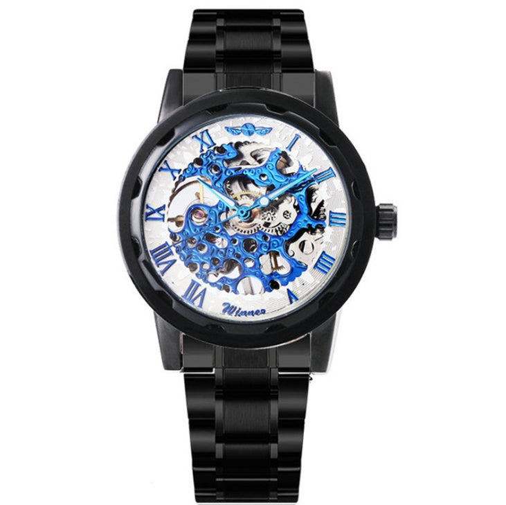 WINNER Two-Tone Skeleton Watch - Clean Black Background