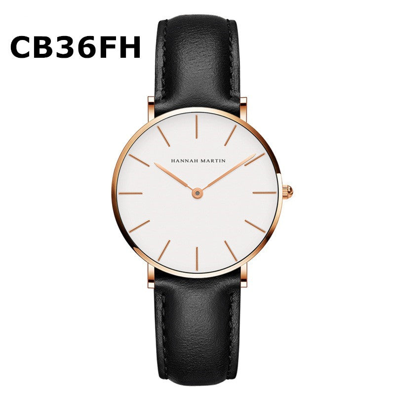  HANNAH MARTIN Minimalist Watch Rose Gold - Clean Black Background