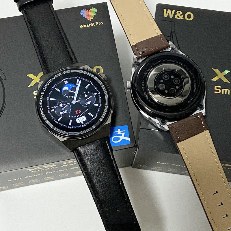 Smartwatch front and back view with black background