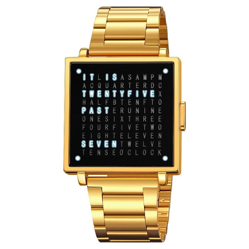 Gold Word Clock Watch - Clean Golden Background