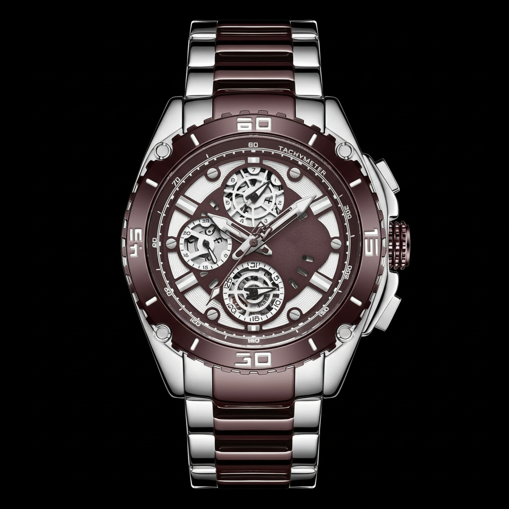 Luxury chronograph watch with black background