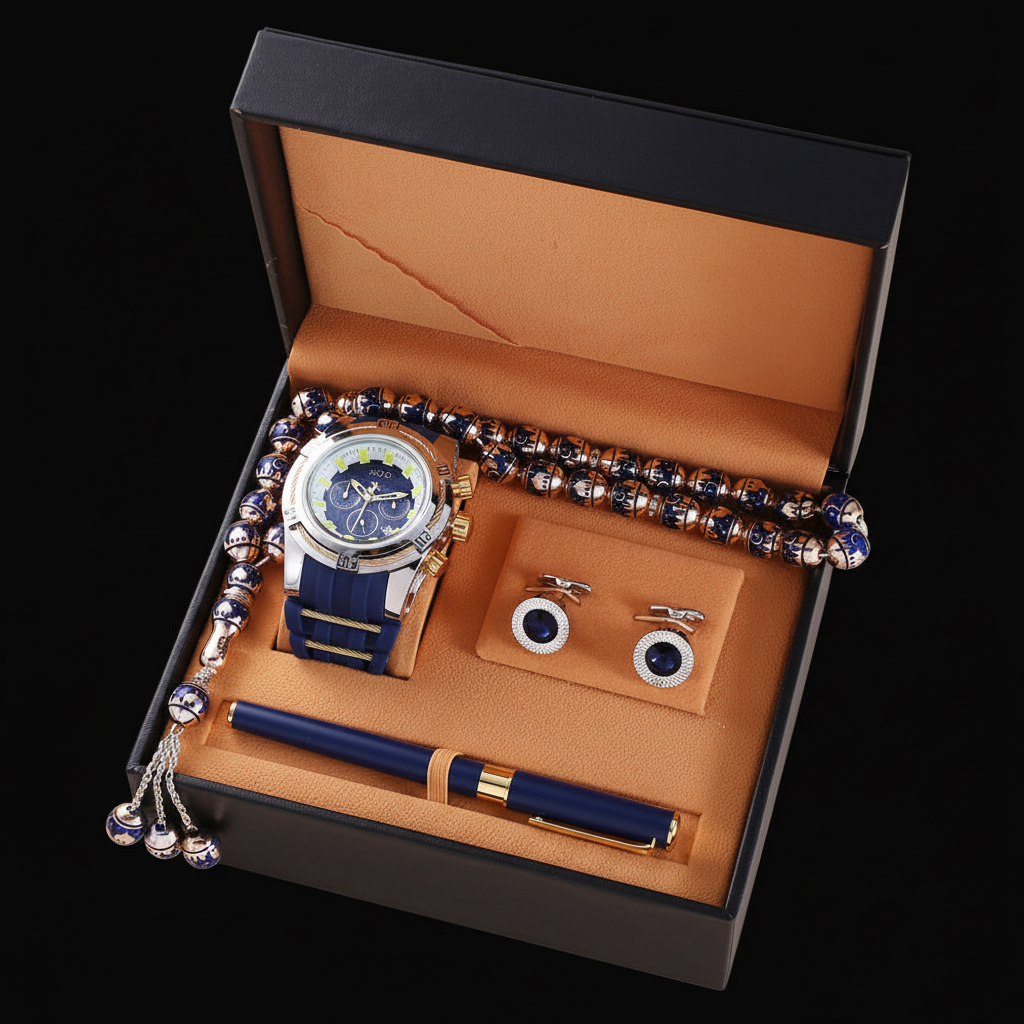 Luxury Men's Gift Set in Box - 3D Close-up Black Background