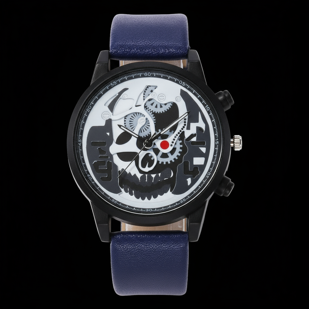 Skull Skeleton Watch - Clean Black Background